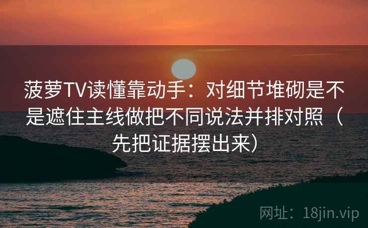 菠萝TV读懂靠动手：对细节堆砌是不是遮住主线做把不同说法并排对照（先把证据摆出来）